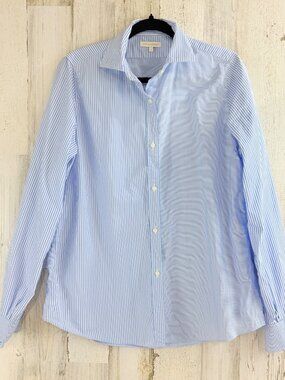 Ann Mashburn Blue Stripe Shirt Sz L Mixed Stripe Button Down